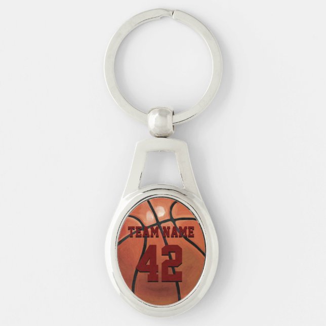 Basketboll Ovalt Silverfärgad Nyckelring (Framsidan)
