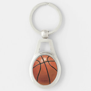 Basketboll Ovalt Silverfärgad Nyckelring
