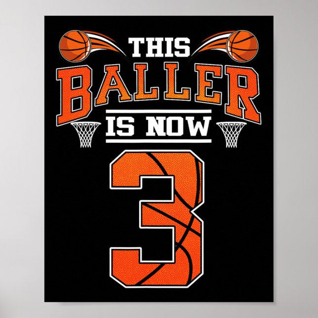 Basketboll på 3:e födelsedag poster (Framsidan)