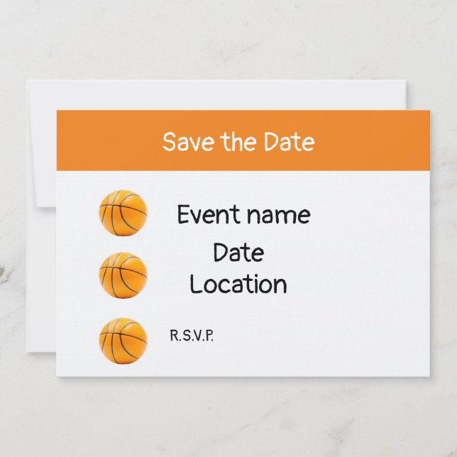 Basketboll på vit bakgrund Spara datumet Inbjudningar (Framsida)