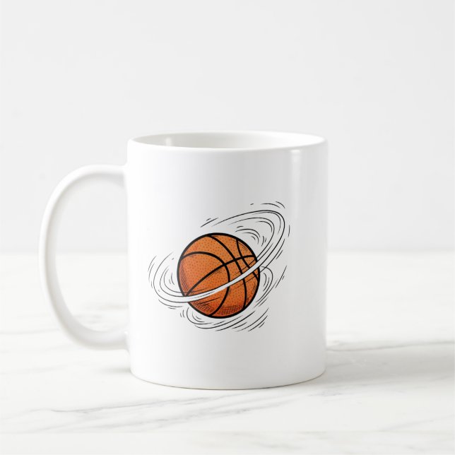 Basketboll Planet Saturn Rymd Illustration  Kaffemugg (Vänster)