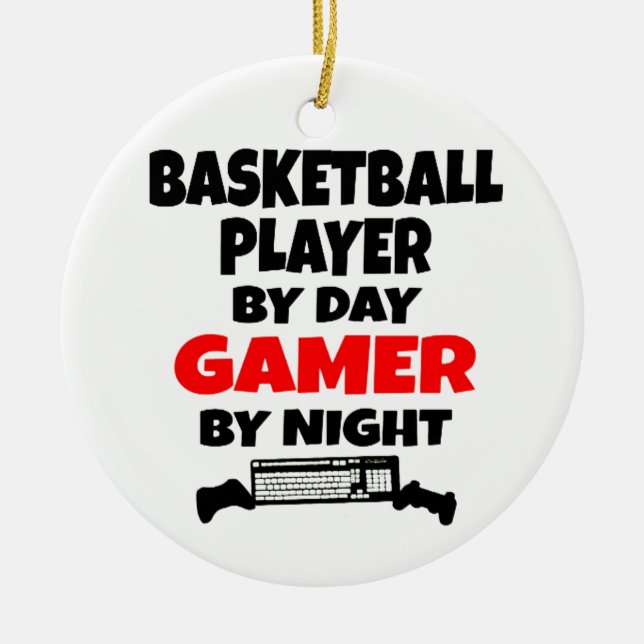 Basketboll Player Kärlek spelar videospel Julgransprydnad Keramik (Framsidan)