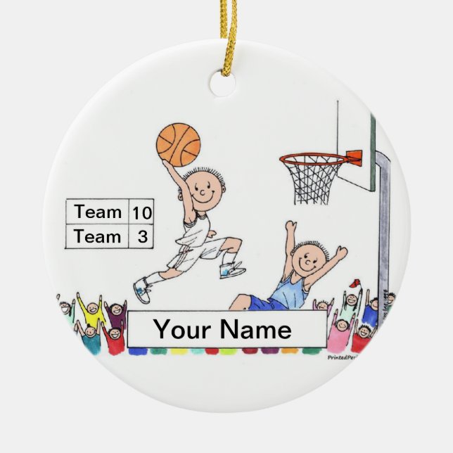 Basketboll Player - Male Julgransprydnad Keramik (Framsidan)