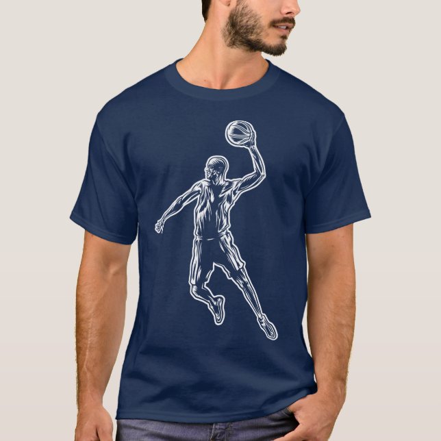 Basketboll Player Slam dunk Light Design T Shirt (Framsida)