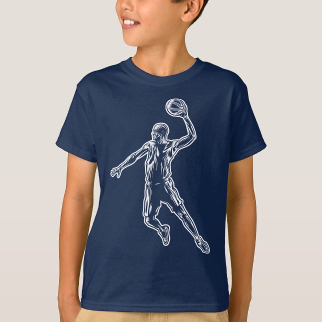 Basketboll Player Slam dunk Light Design T Shirt (Framsida)
