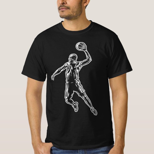 Basketboll Player Slam dunk Light Design T Shirt (Framsida)