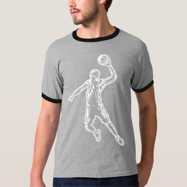 Basketboll Player Slam dunk Light Design T Shirt (Framsida)