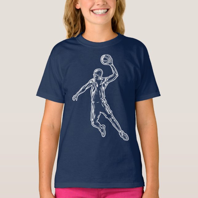 Basketboll Player Slam dunk Light Design T Shirt (Framsida)