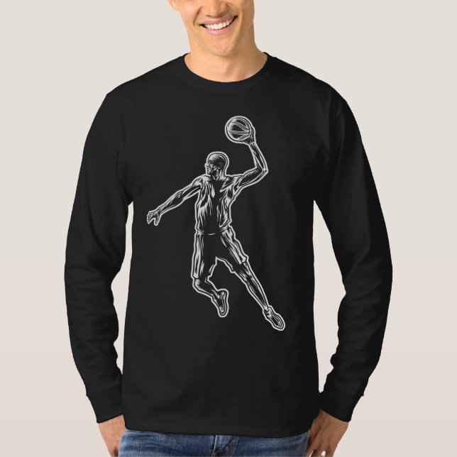 Basketboll Player Slam dunk Light Design T Shirt (Framsida)