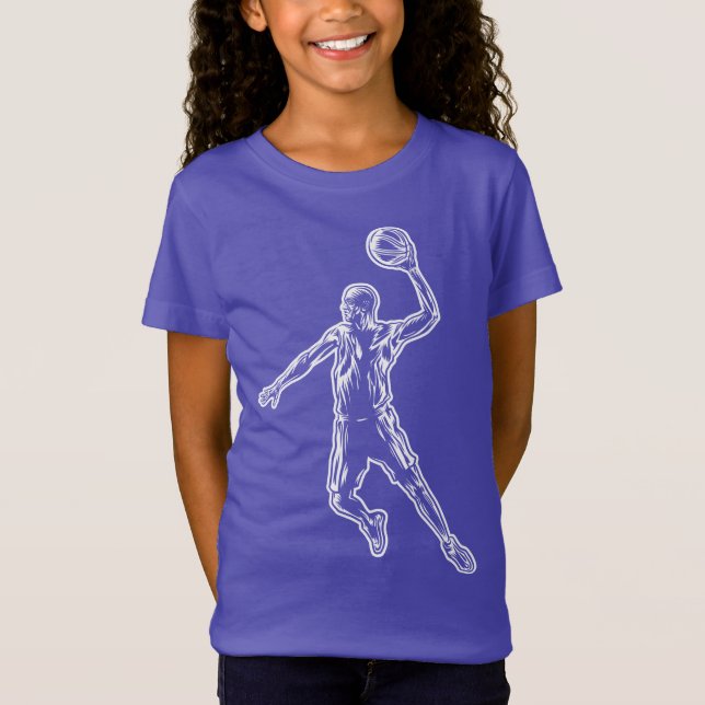 Basketboll Player Slam dunk Light Design T Shirt (Framsida)