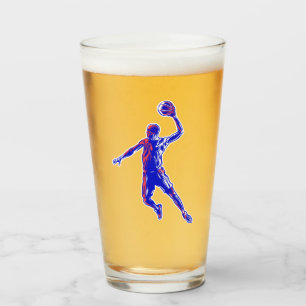 Basketboll Player Slam dunk, Red and Blue Design Glaskopp
