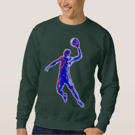 Basketboll Player Slam dunk, Red and Blue Design Lång Ärmad Tröja