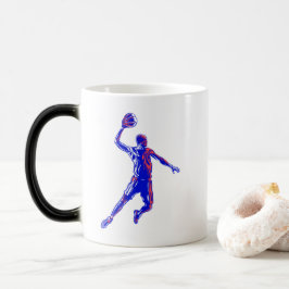 Basketboll Player Slam dunk, Red and Blue Design Magisk Mugg
