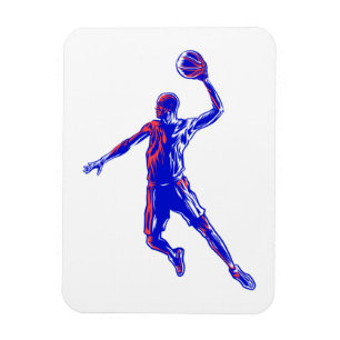 Basketboll Player Slam dunk, Red and Blue Design Magnet