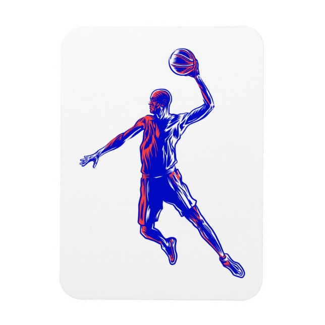 Basketboll Player Slam dunk, Red and Blue Design Magnet (Vertikal)