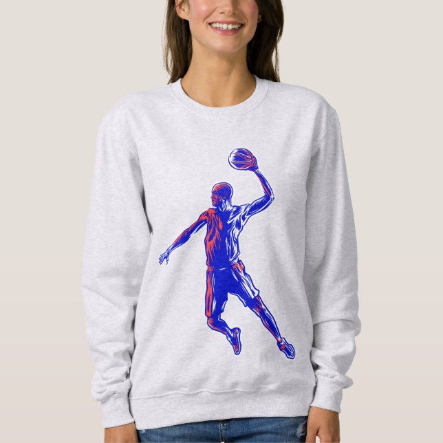 Basketboll Player Slam dunk, Red and Blue Design T Shirt (Framsida)