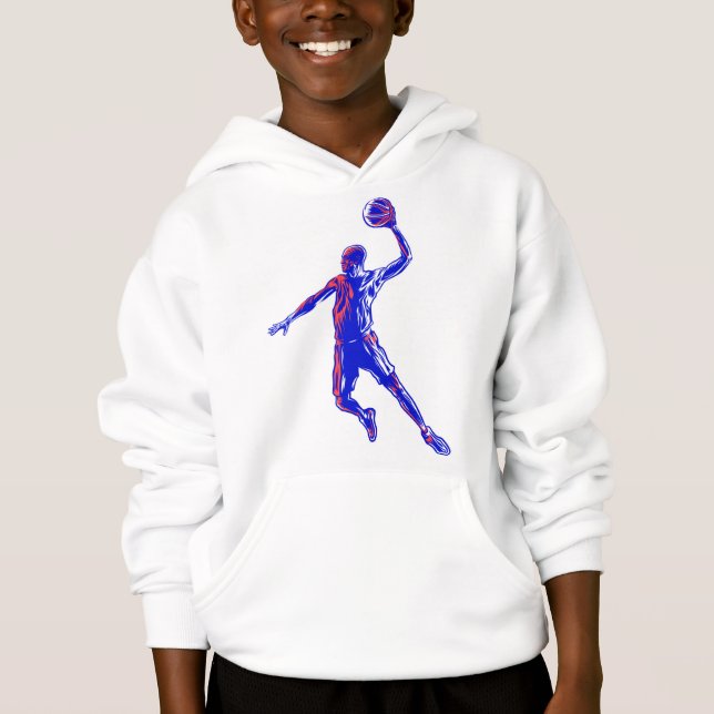 Basketboll Player Slam dunk, Red and Blue Design T Shirt (Framsida)