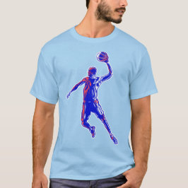Basketboll Player Slam dunk, Red and Blue Design T Shirt