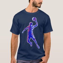 Basketboll Player Slam dunk, Red and Blue Design T Shirt