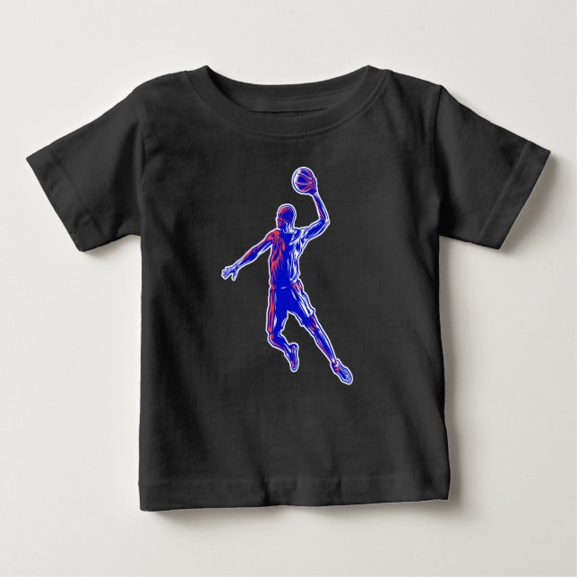 Basketboll Player Slam dunk, Red and Blue Design T Shirt (Framsida)