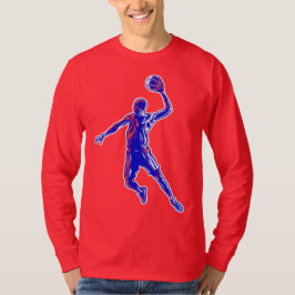 Basketboll Player Slam dunk, Red and Blue Design T Shirt