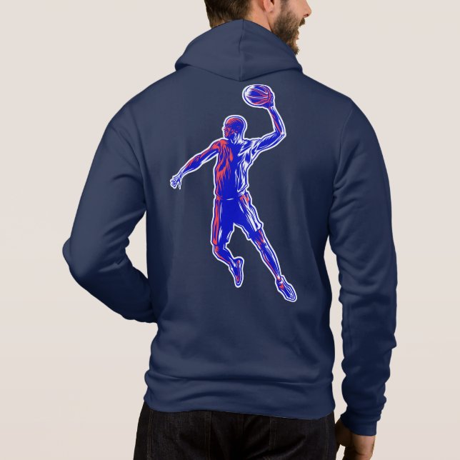 Basketboll Player Slam dunk, Red and Blue Design T Shirt (Baksida)