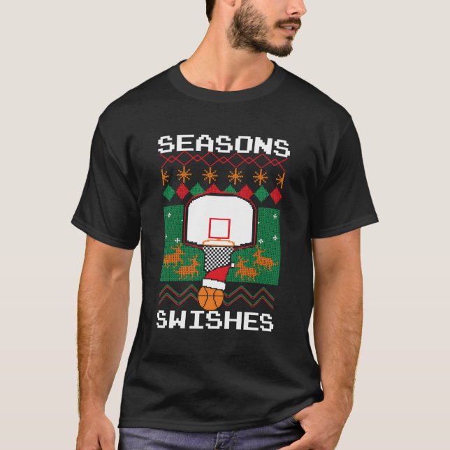 Basketboll Player Ugly Sweater Seasons letar efter T Shirt (Framsida)