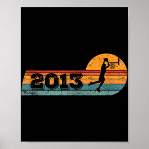 Basketboll-player Vintage Born 2013 Birthday Bask Poster