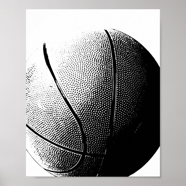 Basketboll Poster svartvita sportar Skriv ut (Framsidan)