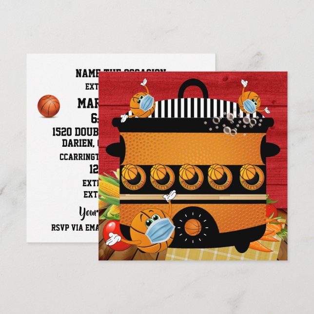 Basketboll - Pot Tur - Samlingsinbjudan Inbjudningar (Fram/baksida)