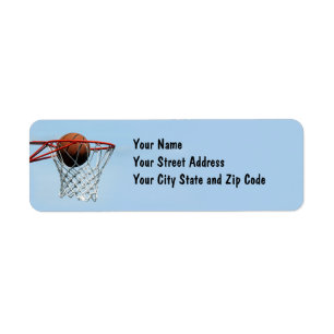Basketboll. Returadress Etikett