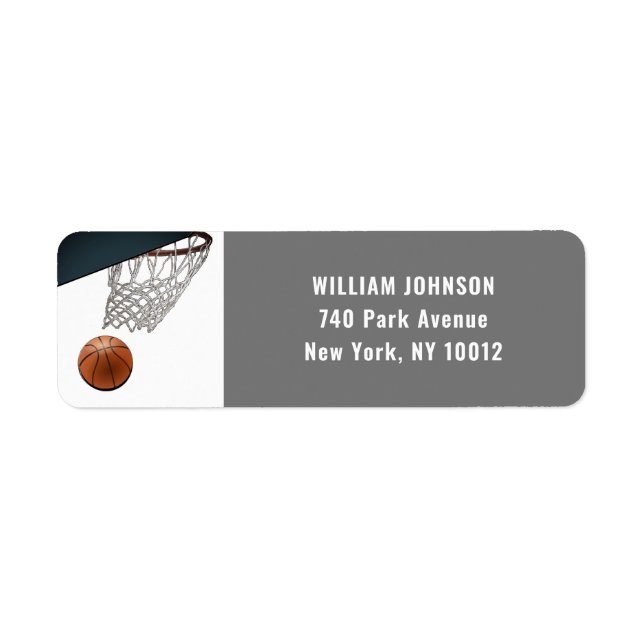 Basketboll Returadress Etikett (Framsidan)