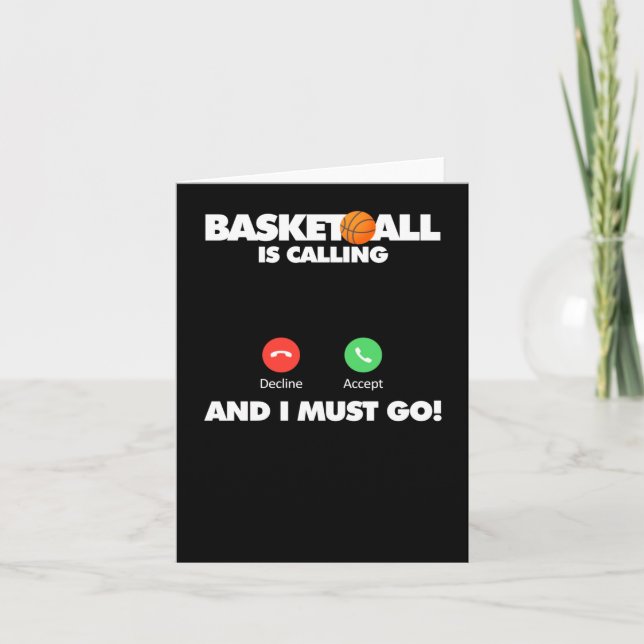 Basketboll ringer och jag måste gå. kort (Framsida)