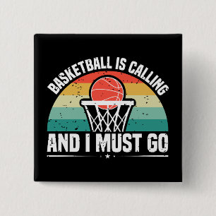 Basketboll ringer och jag måste gå Papper Knapp
