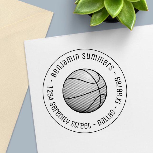 Basketboll Runt Adress Självfärgande Stämpel (Skapare uppladdad)