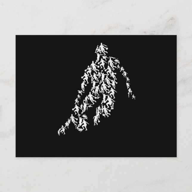 Basketboll silhuett sport boll spelare fan lag vykort (Framsida)