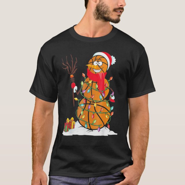 Basketboll Snömannen Bollar T Shirt (Framsida)