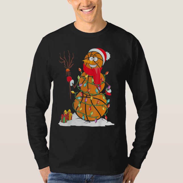Basketboll Snömannen Bollar T Shirt (Framsida)