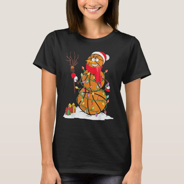 Basketboll Snömannen Bollar T Shirt (Framsida)