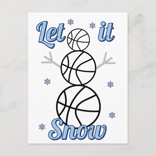 Basketboll Snömannen Låt Det Snöa  Helg Vykort (Framsida)