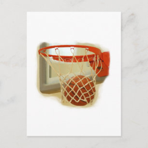 Basketboll som faller genom ring vykort