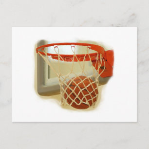 Basketboll som faller genom ring vykort