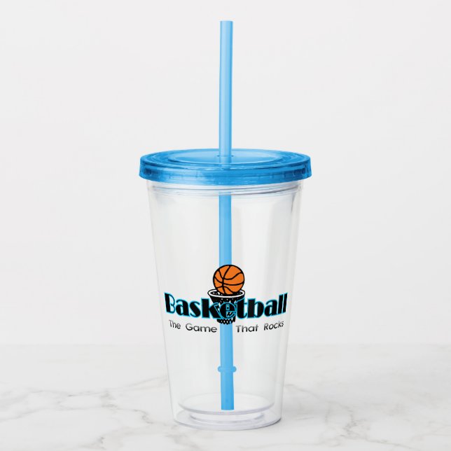 Basketboll som Sten-akryltuggare Take Away Mugg (Framsida)