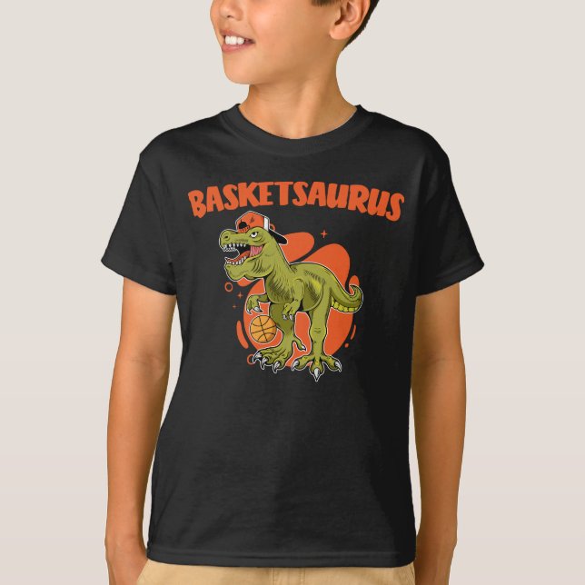 Basketboll spelar Trex Funny Dino Sport T Shirt (Framsida)