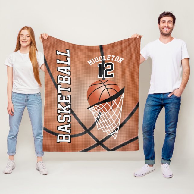 Basketboll 🏀 sportdesign fleecefilt (På plats)