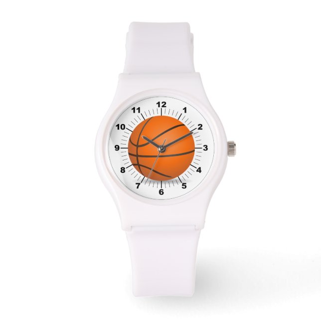 Basketboll Sporty White Silicon Watch Armbandsur (Framsida)