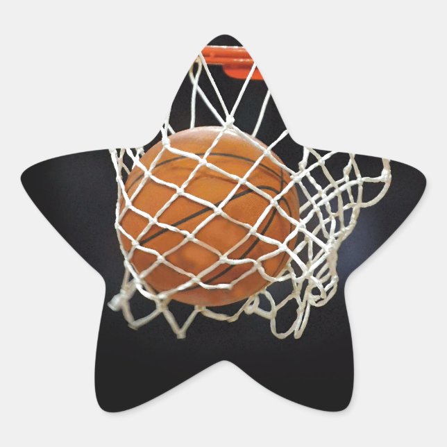 Basketboll Stjärnformat Klistermärke (Framsida)