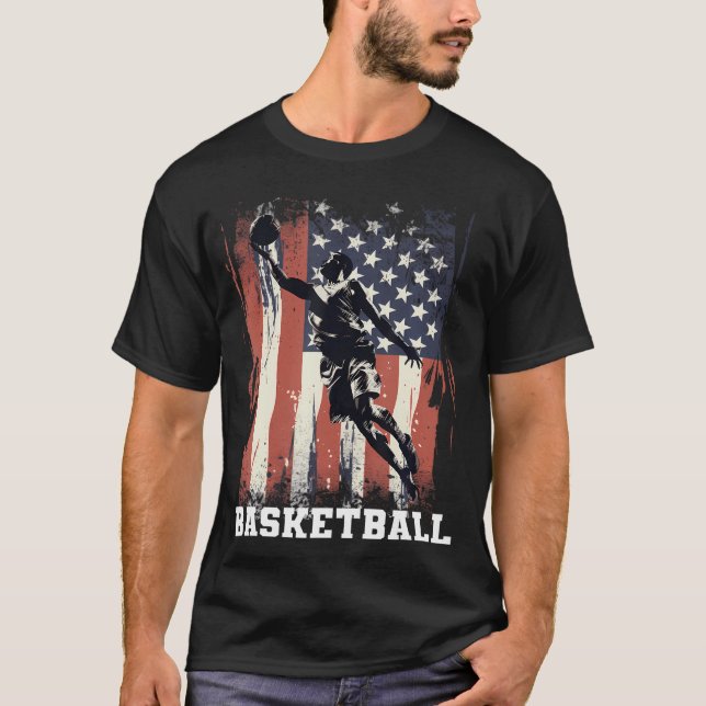 Basketboll stöder Team Flagga US Ringar Dream A T Shirt (Framsida)