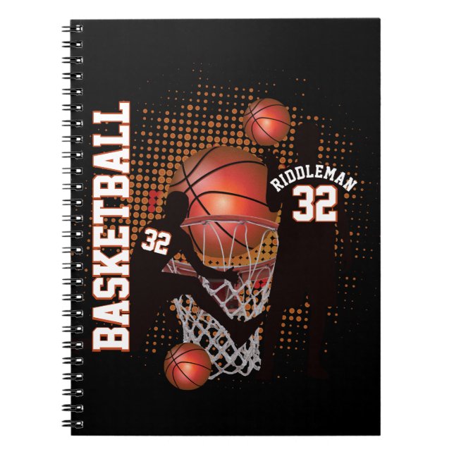 Basketboll - svart och Orange Anteckningsbok (Framsidan)