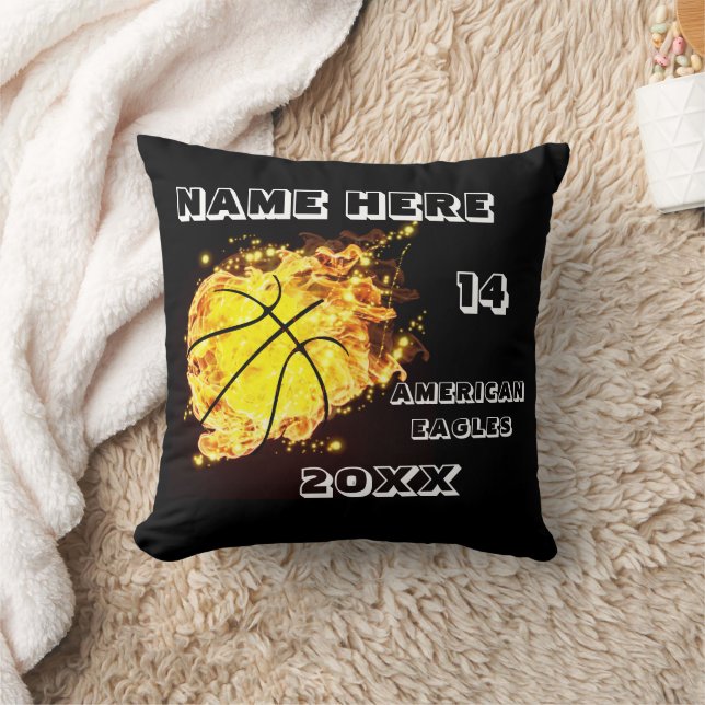 Basketboll svart Pillow med spelarens Namn Kudde (Filt)